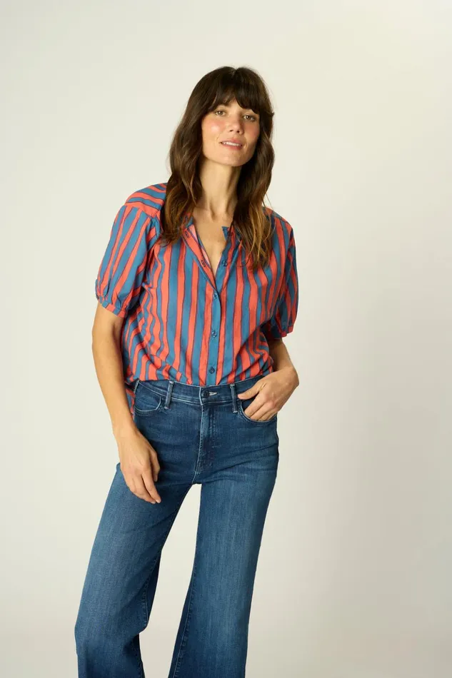 Violet Top Batik Stripe Blood Orage Women Natalie Martin Tops