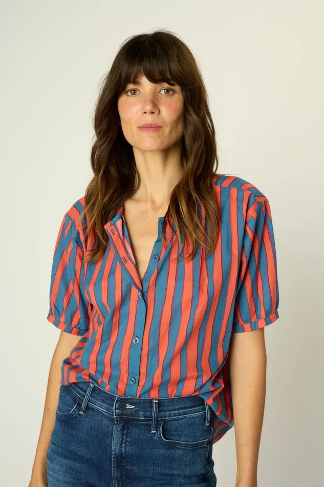 Violet Top Batik Stripe Blood Orage Women Natalie Martin Tops