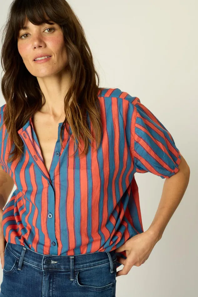 Violet Top Batik Stripe Blood Orage Women Natalie Martin Tops