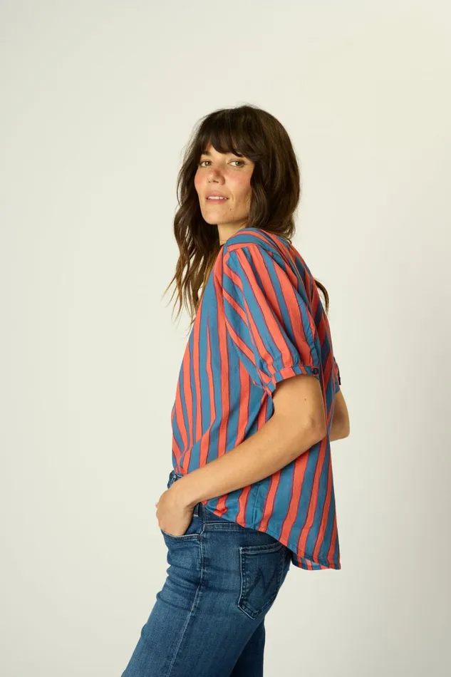Violet Top Batik Stripe Blood Orage Women Natalie Martin Tops