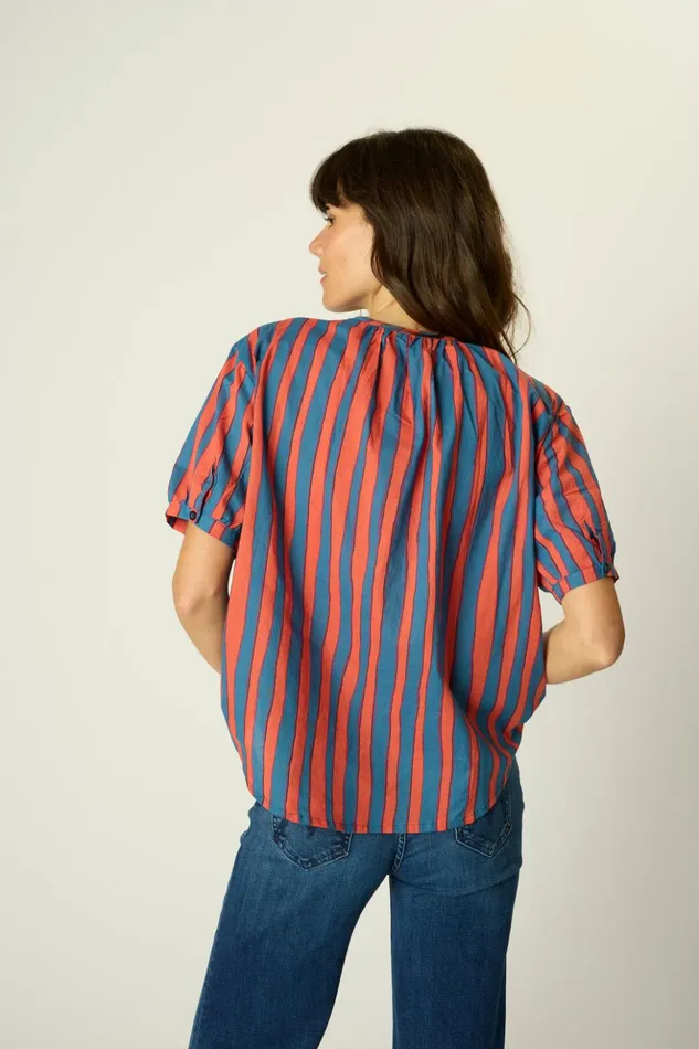 Violet Top Batik Stripe Blood Orage Women Natalie Martin Tops