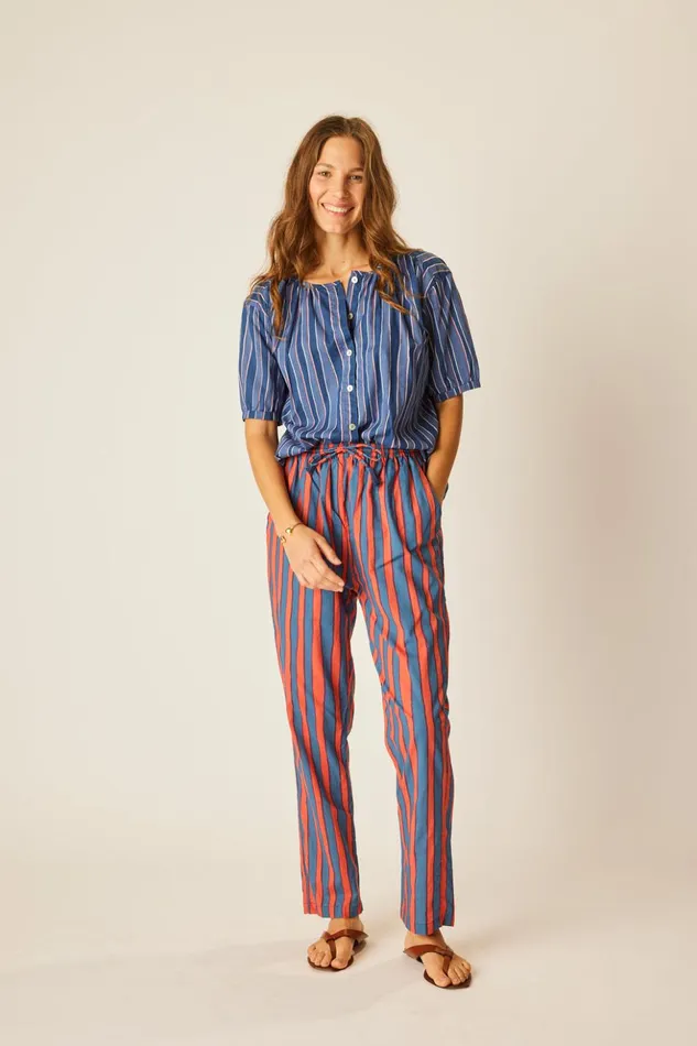 Violet Top Batik Stripe Navy Women Natalie Martin Tops