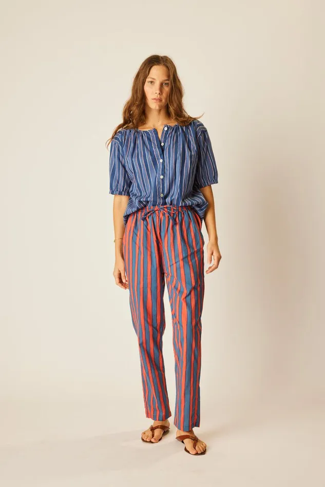 Violet Top Batik Stripe Navy Women Natalie Martin Tops