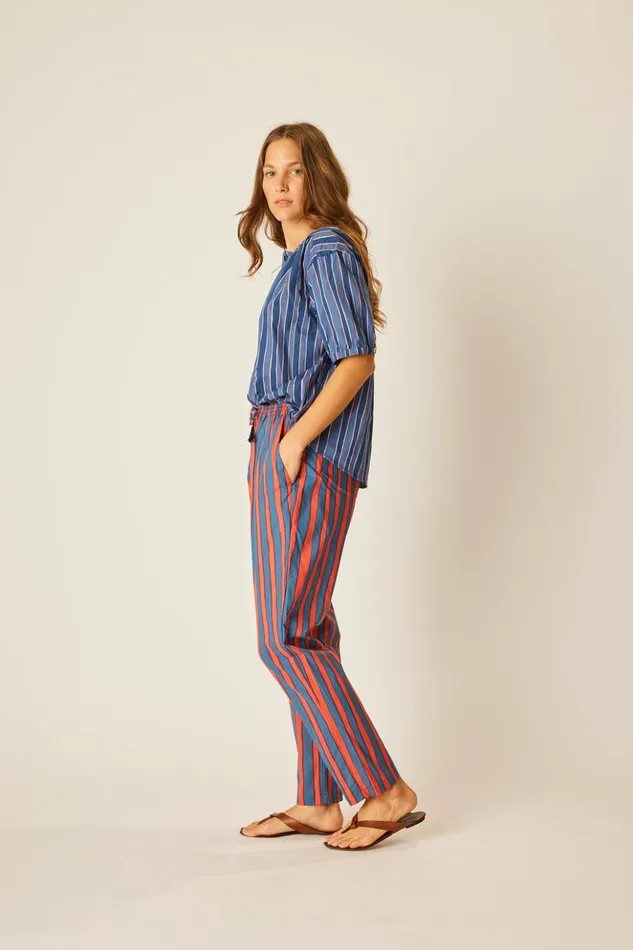 Violet Top Batik Stripe Navy Women Natalie Martin Tops