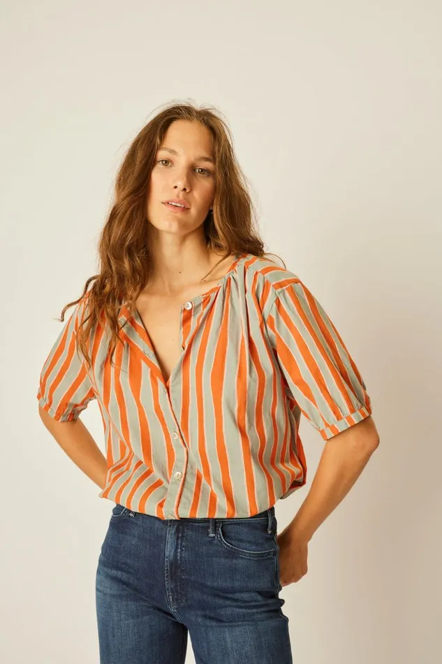 Violet Top Batik Stripe Sage Women Natalie Martin Tops