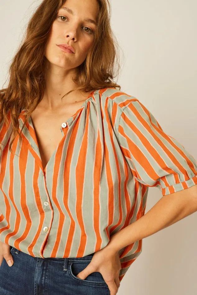 Violet Top Batik Stripe Sage Women Natalie Martin Tops