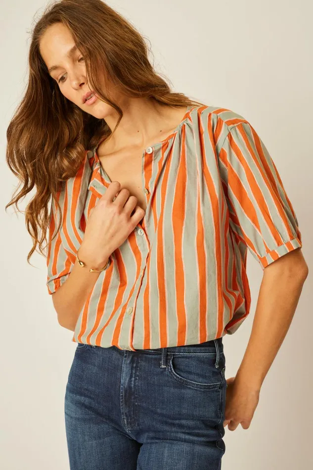 Violet Top Batik Stripe Sage Women Natalie Martin Tops