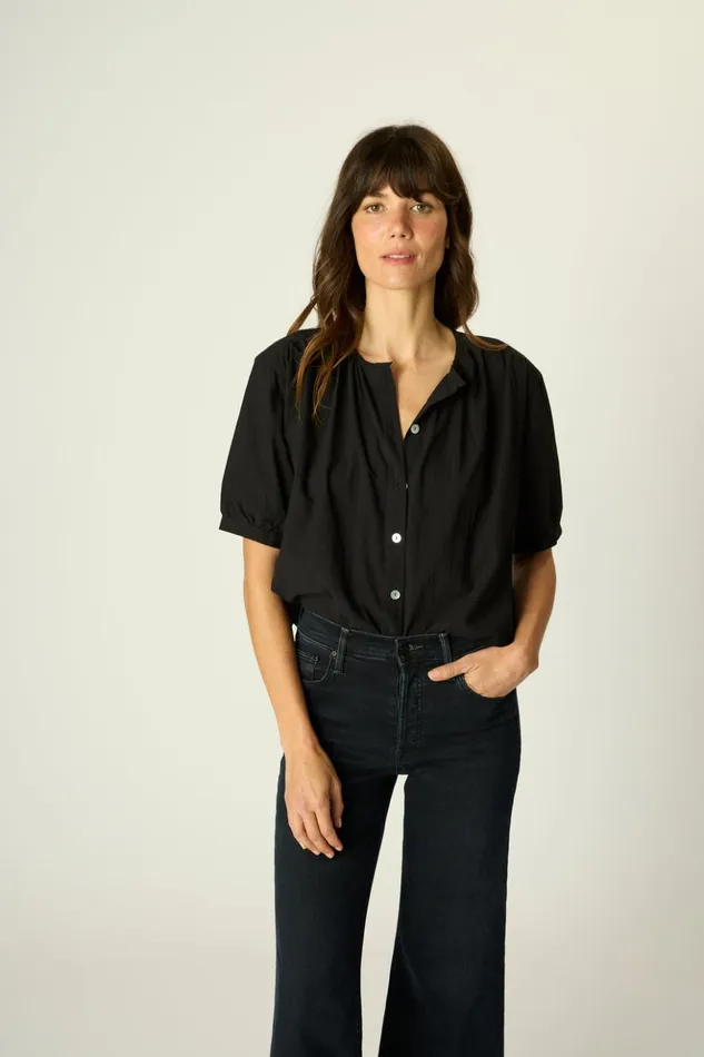 Violet Top Black Flat Cotton Women Natalie Martin Tops
