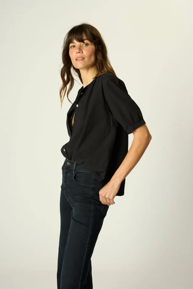 Violet Top Black Flat Cotton Women Natalie Martin Tops