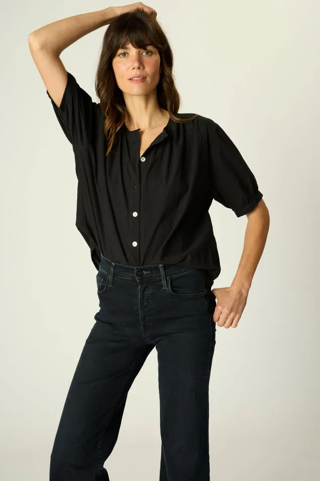 Violet Top Black Flat Cotton Women Natalie Martin Tops