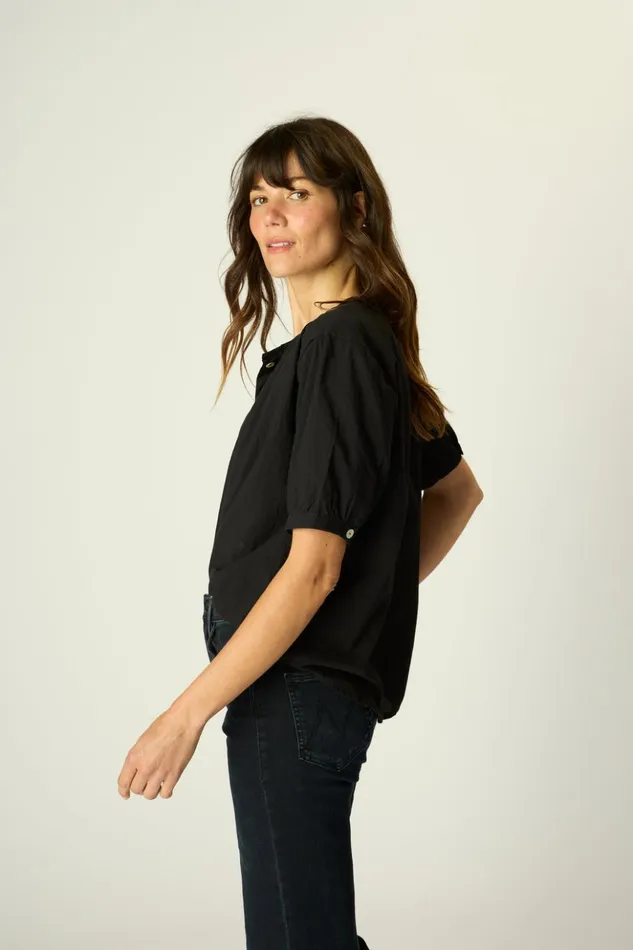 Violet Top Black Flat Cotton Women Natalie Martin Tops