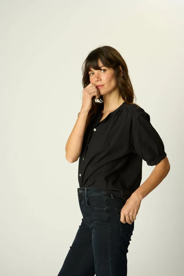 Violet Top Black Flat Cotton Women Natalie Martin Tops