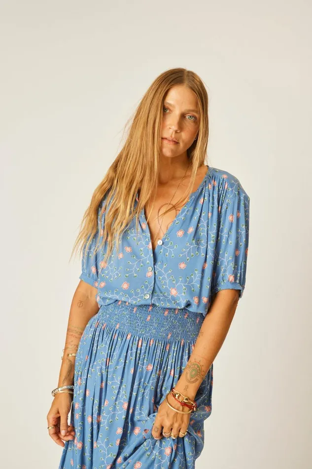 Violet Top Pinwheel Denim Women Natalie Martin Tops