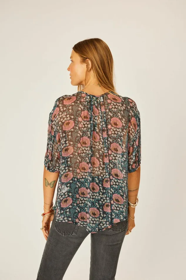 Violet Top Vintage Flowers Indigo Women Natalie Martin Tops