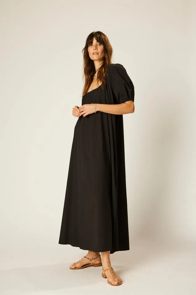 Vivi Dress Black Flat Cotton Women Natalie Martin Dresses