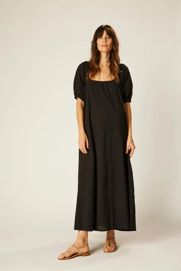 Vivi Dress Black Flat Cotton Women Natalie Martin Dresses