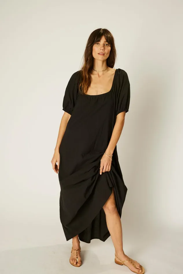 Vivi Dress Black Flat Cotton Women Natalie Martin Dresses