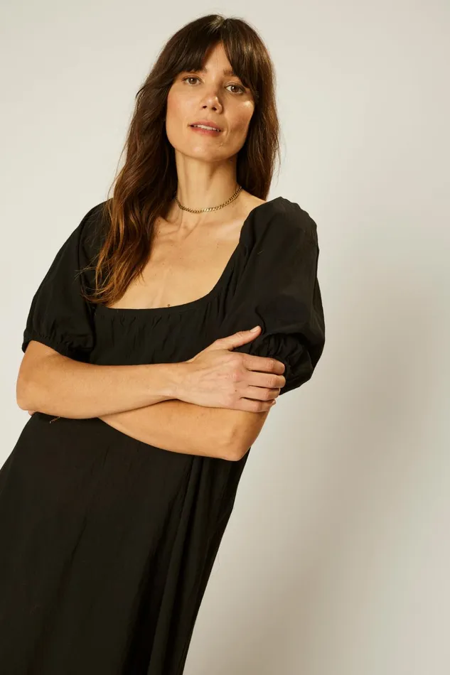 Vivi Dress Black Flat Cotton Women Natalie Martin Dresses