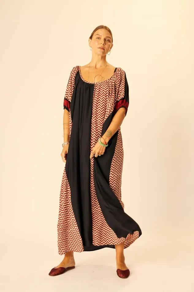 Vivi Dress Block Zigzag Noire Women Natalie Martin Dresses