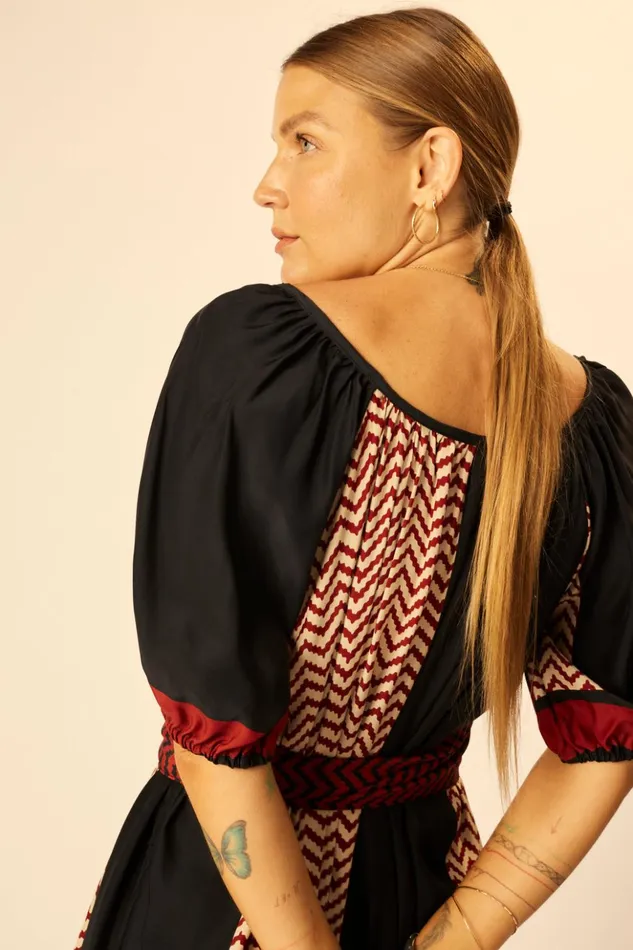 Vivi Dress Block Zigzag Noire Women Natalie Martin Dresses