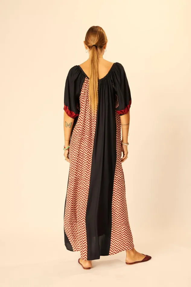 Vivi Dress Block Zigzag Noire Women Natalie Martin Dresses