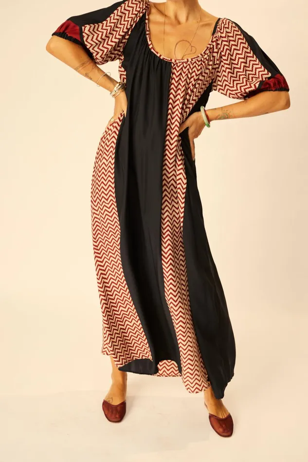 Vivi Dress Block Zigzag Noire Women Natalie Martin Dresses
