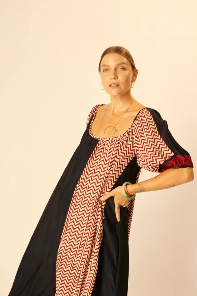 Vivi Dress Block Zigzag Noire Women Natalie Martin Dresses