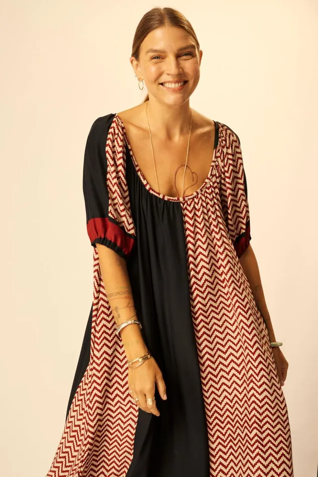 Vivi Dress Block Zigzag Noire Women Natalie Martin Dresses
