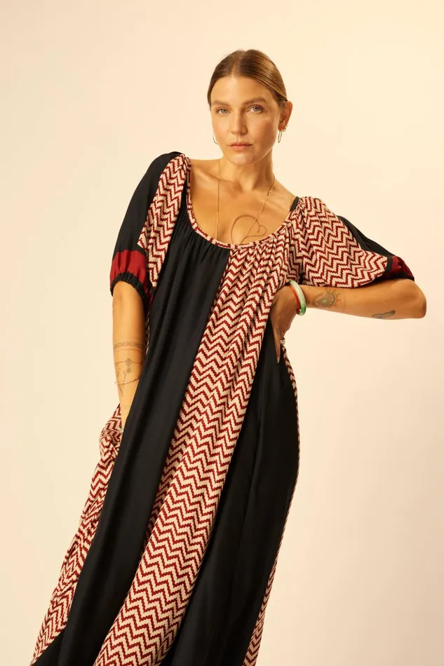 Vivi Dress Block Zigzag Noire Women Natalie Martin Dresses