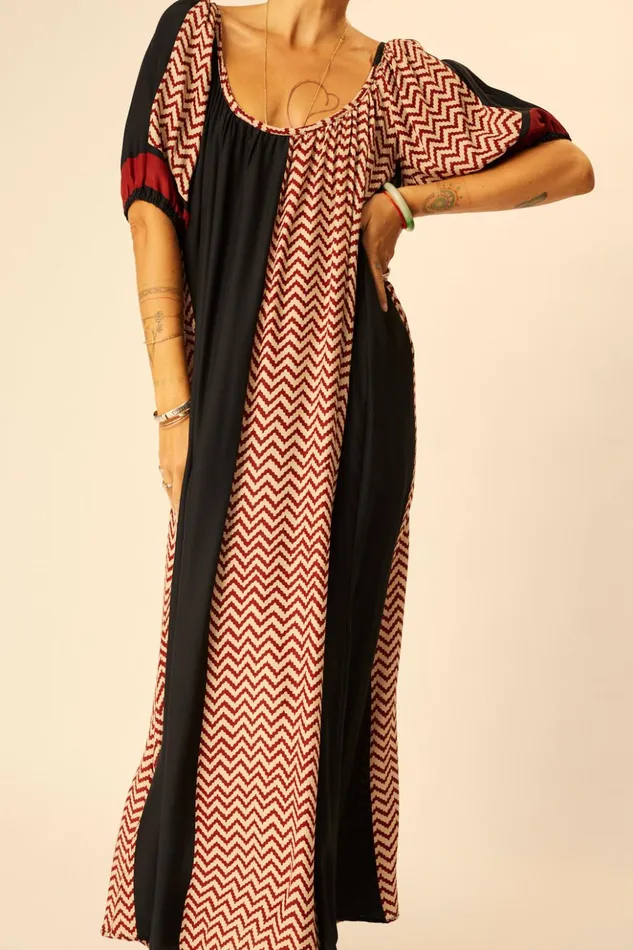 Vivi Dress Block Zigzag Noire Women Natalie Martin Dresses