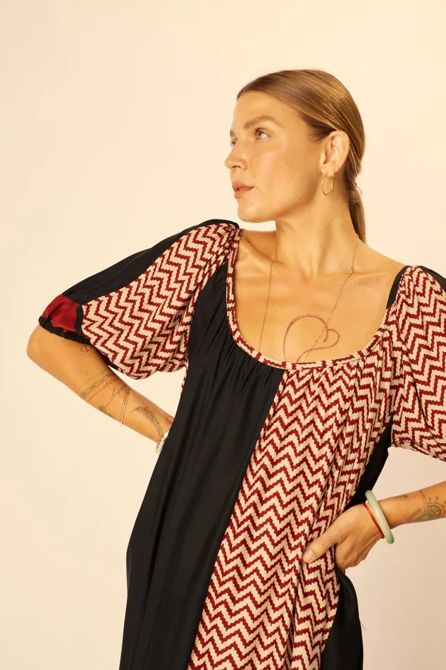Vivi Dress Block Zigzag Noire Women Natalie Martin Dresses