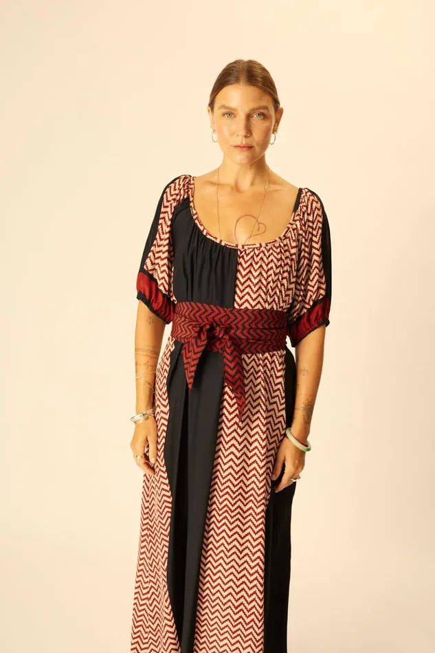 Vivi Dress Block Zigzag Noire Women Natalie Martin Dresses
