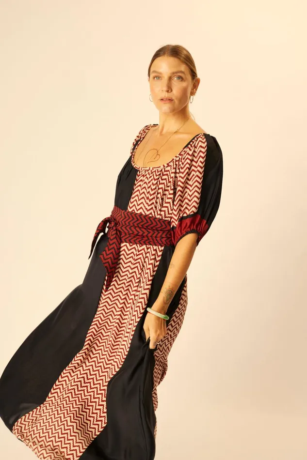 Vivi Dress Block Zigzag Noire Women Natalie Martin Dresses
