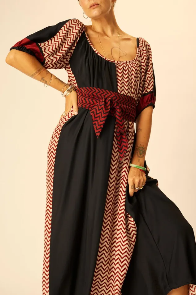 Vivi Dress Block Zigzag Noire Women Natalie Martin Dresses