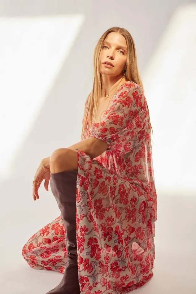 Vivi Dress Chiffon Watercolor Dove Women Natalie Martin Dresses