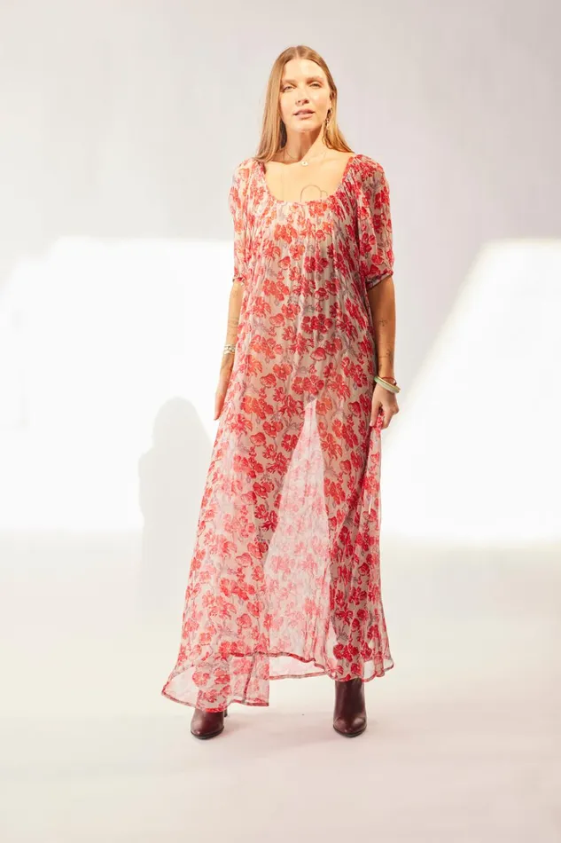 Vivi Dress Chiffon Watercolor Dove Women Natalie Martin Dresses