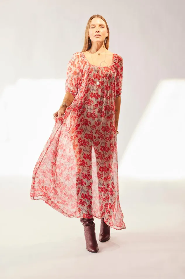 Vivi Dress Chiffon Watercolor Dove Women Natalie Martin Dresses