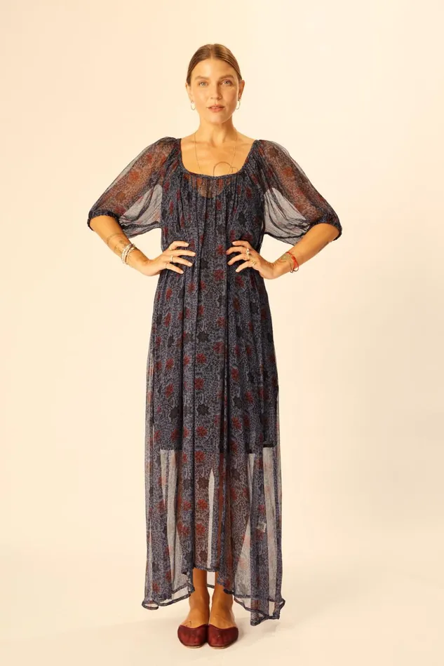 Vivi Dress Snowflake Steel Blue Women Natalie Martin Dresses