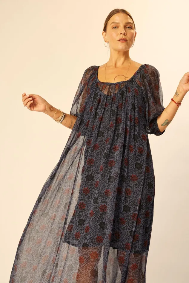 Vivi Dress Snowflake Steel Blue Women Natalie Martin Dresses