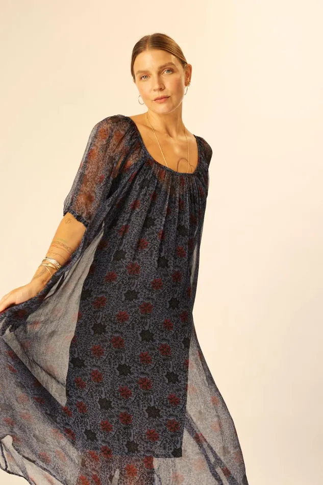 Vivi Dress Snowflake Steel Blue Women Natalie Martin Dresses