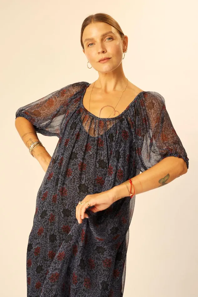 Vivi Dress Snowflake Steel Blue Women Natalie Martin Dresses