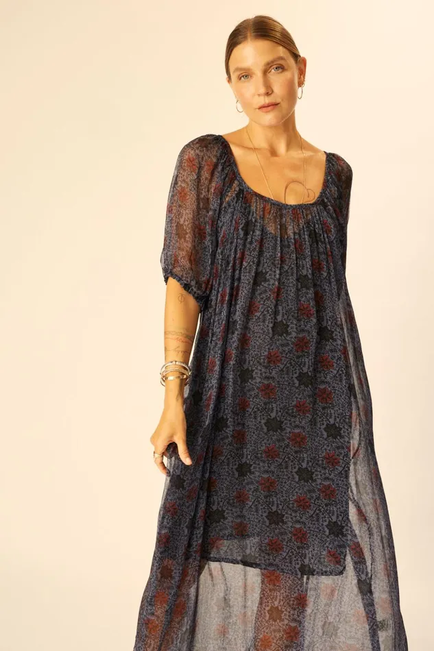 Vivi Dress Snowflake Steel Blue Women Natalie Martin Dresses
