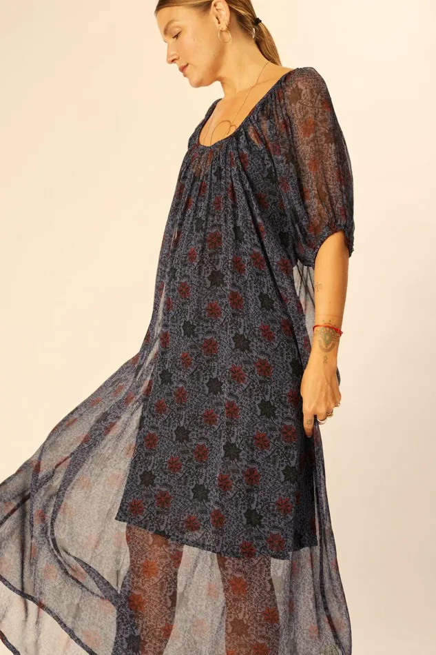 Vivi Dress Snowflake Steel Blue Women Natalie Martin Dresses