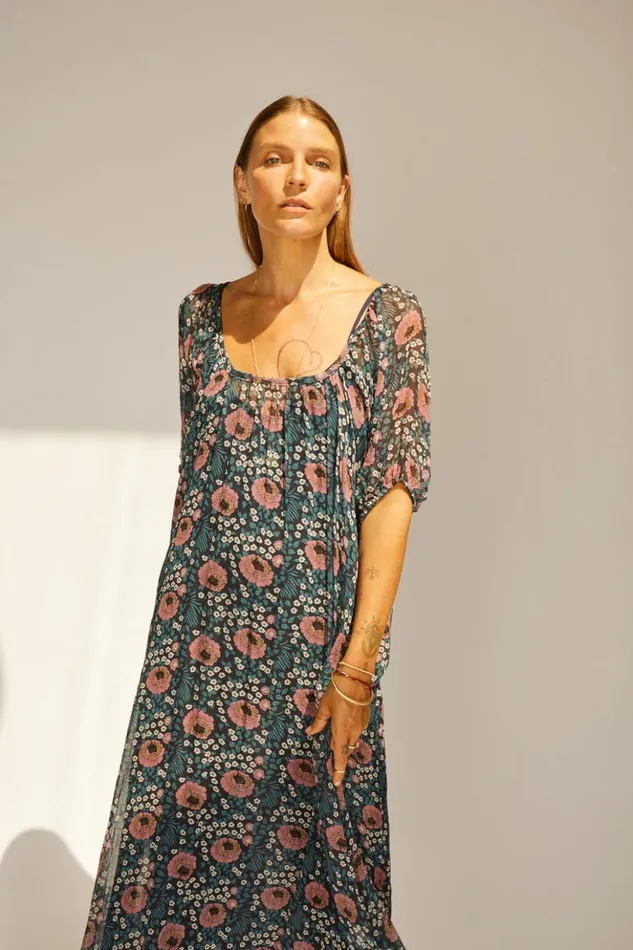 Vivi Dress Vintage Flowers Indigo Women Natalie Martin Dresses