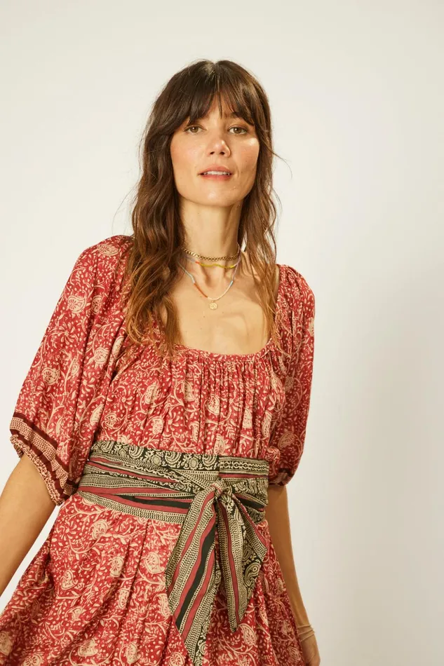 Vivi Dress Water Lily Terracotta Women Natalie Martin Dresses