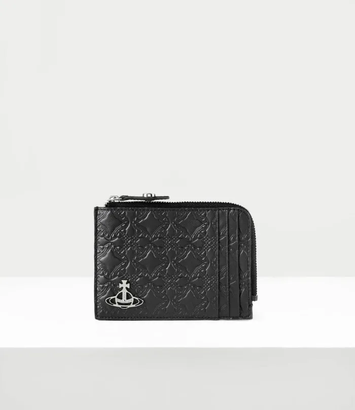 Wallets And Purses WomenMen Vivienne Westwood Embossed Card Holder With Zip In Black Wallets And Purses WomenMen Vivienne Westwood Embossed Card Holder With Zip In Black