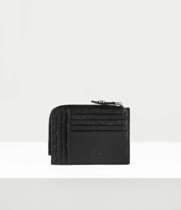 Wallets And Purses WomenMen Vivienne Westwood Embossed Card Holder With Zip In Black