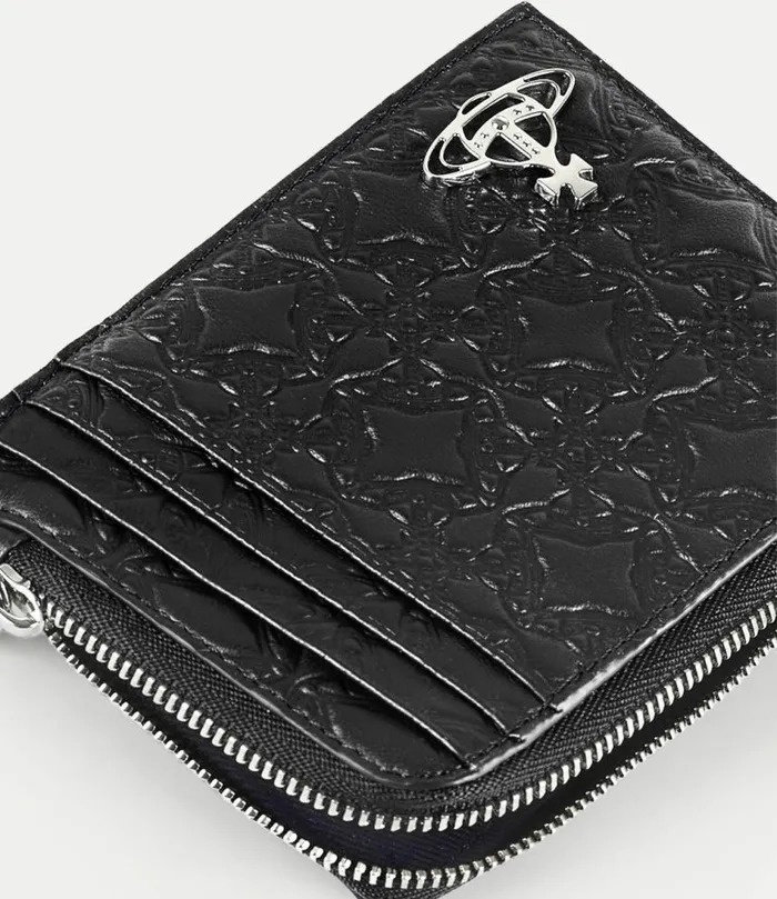 Wallets And Purses WomenMen Vivienne Westwood Embossed Card Holder With Zip In Black