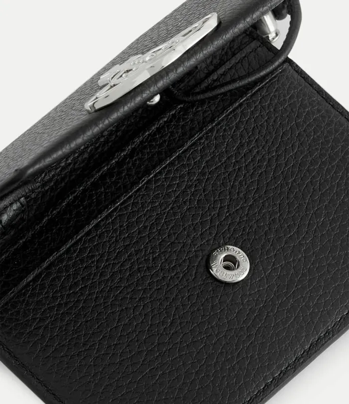 Wallets And Purses WomenMen Vivienne Westwood Grain Leather Card Holder With Strap In Black