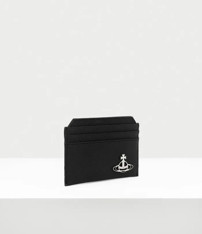 Wallets And Purses WomenMen Vivienne Westwood Saffiano Slim Card Holder In Black